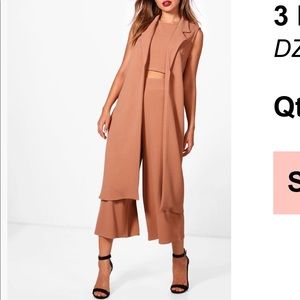 3 Piece Crop Culotte & Duster Two-Piece Set